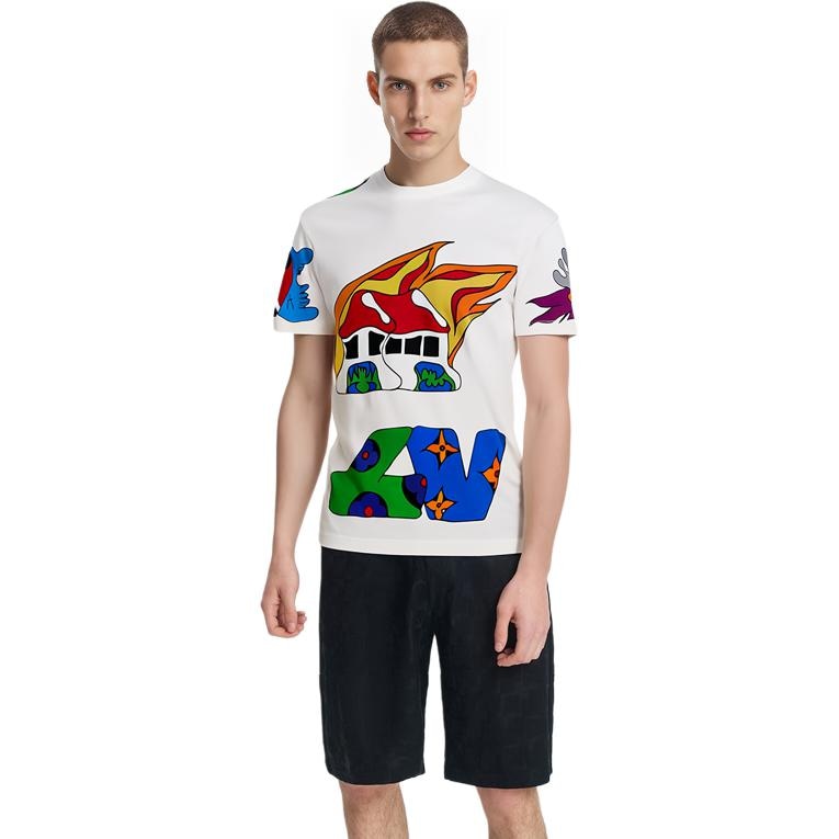 Louis Vuitton SS21 Cartoon Logo T-Shirt White — фото 6