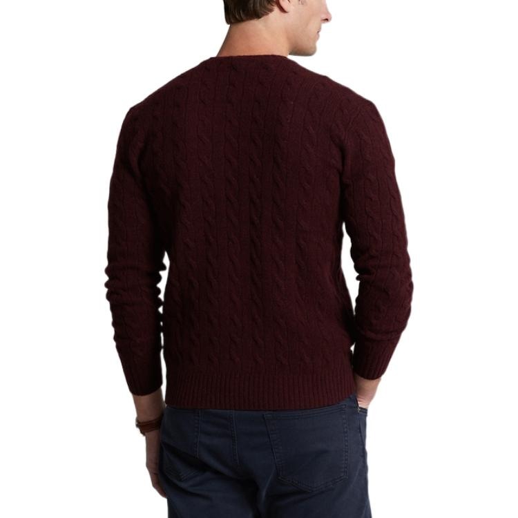 Polo Ralph Lauren FW22 Crewneck Cable Knit Sweater Red Brown — фото 2