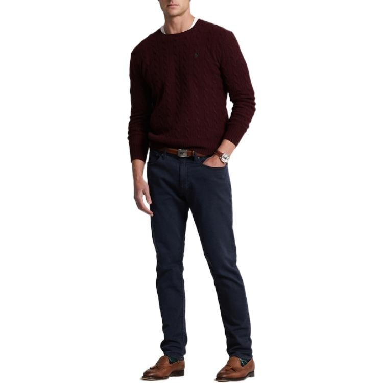 Polo Ralph Lauren FW22 Crewneck Cable Knit Sweater Red Brown — фото 1