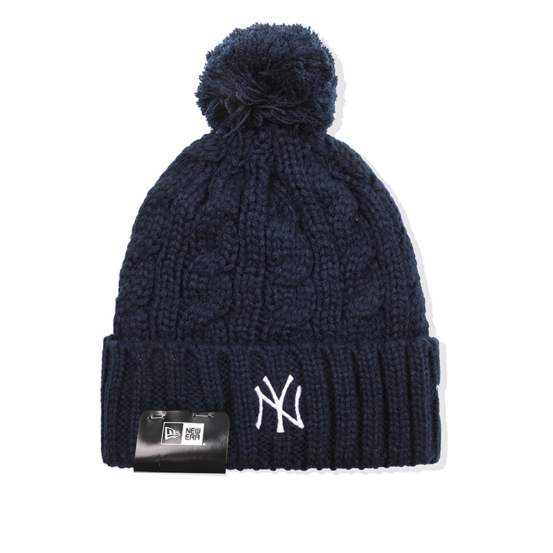 New Era Ribbed Knit Logo Beanie Navy