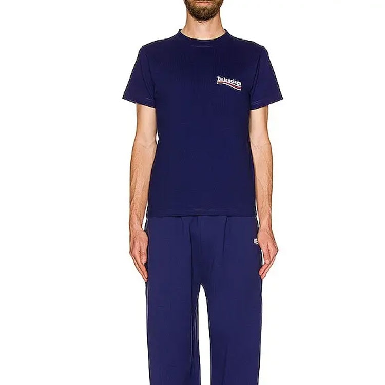 Balenciaga SS22 Logo Crewneck T-Shirt Blue — фото 3