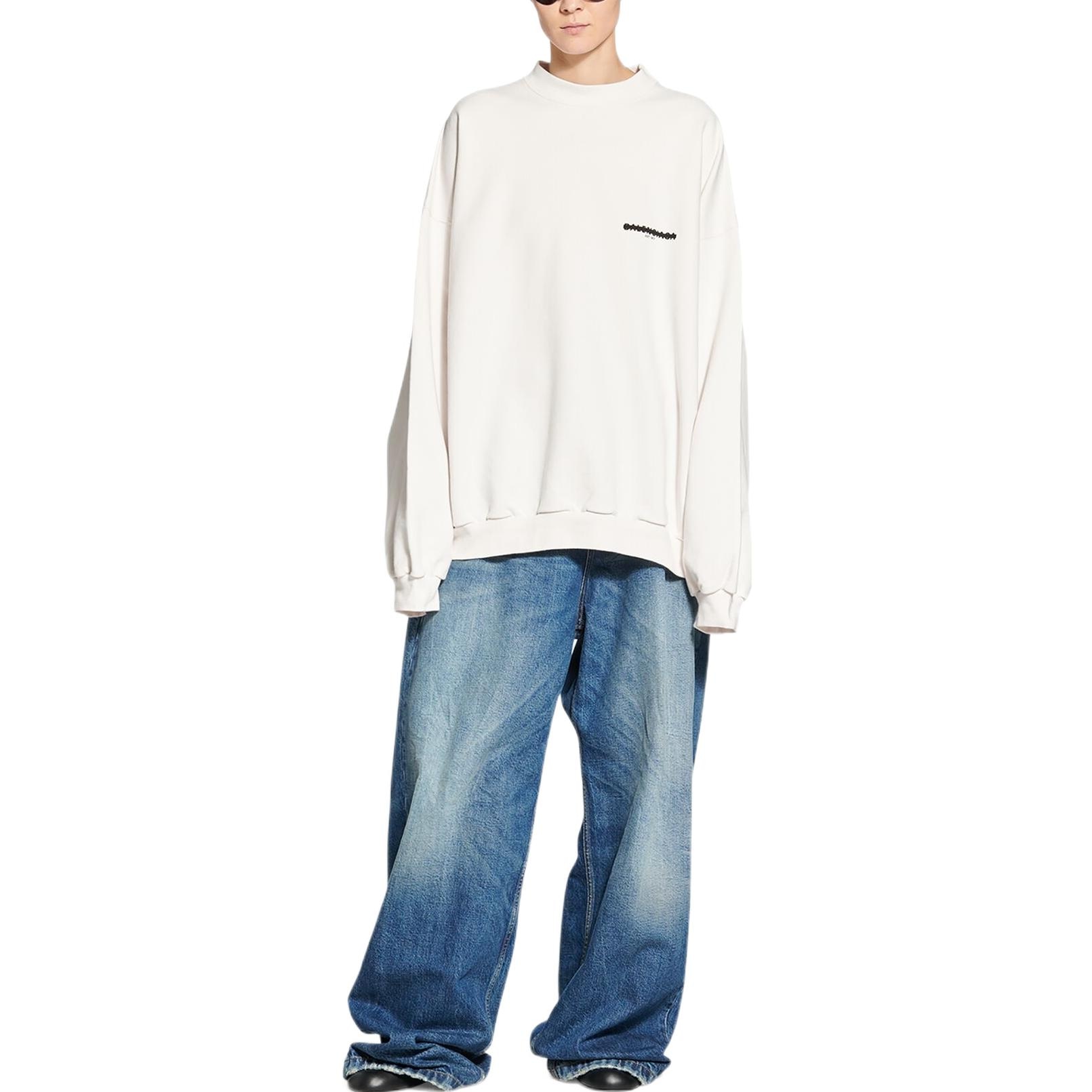 Balenciaga FW22 Logo Crewneck Sweatshirt Cream — фото 2
