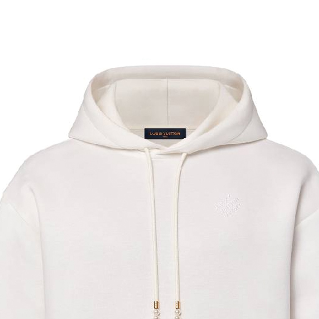 Louis Vuitton SS24 Logo Embroidered Hoodie White — фото 5