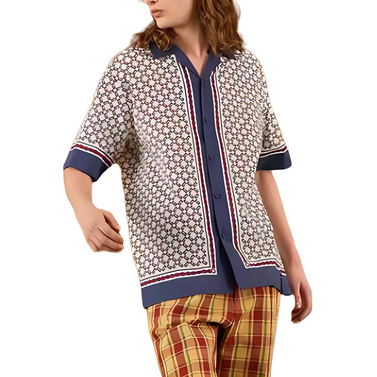 Gucci SS22 Geometric Logo Bowling Shirt Ivory — фото 2