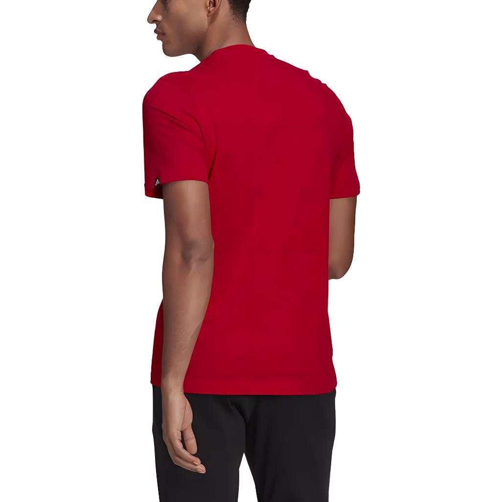 Adidas Letter Logo Crew Neck T-Shirt Red — фото 3