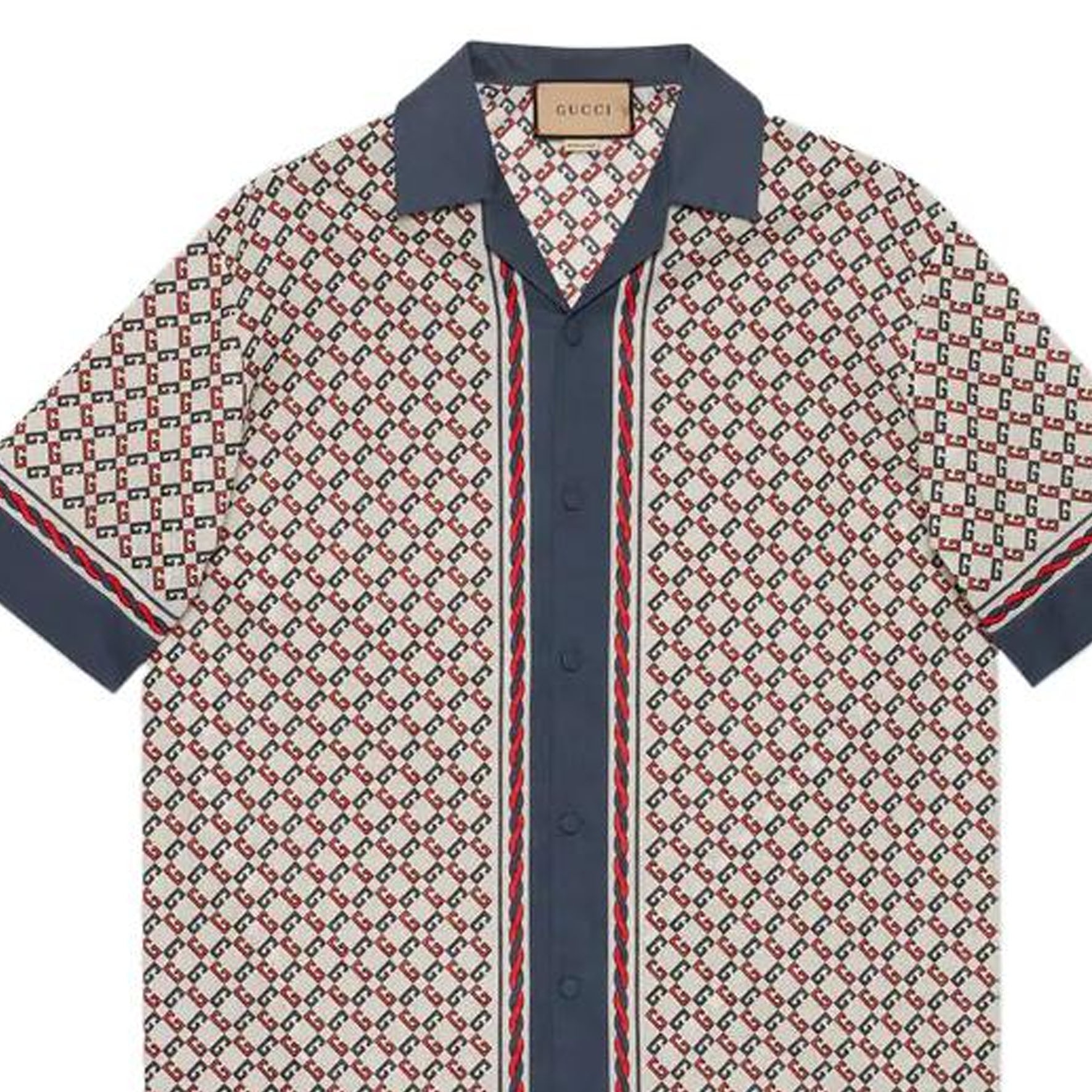 Gucci SS22 Geometric Logo Bowling Shirt Ivory — фото 4