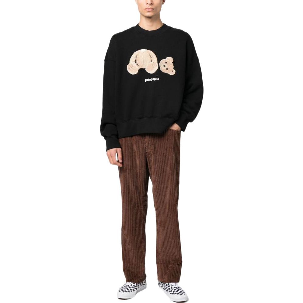 Palm Angels FW22 Bear Print Crewneck Sweatshirt Black — фото 1