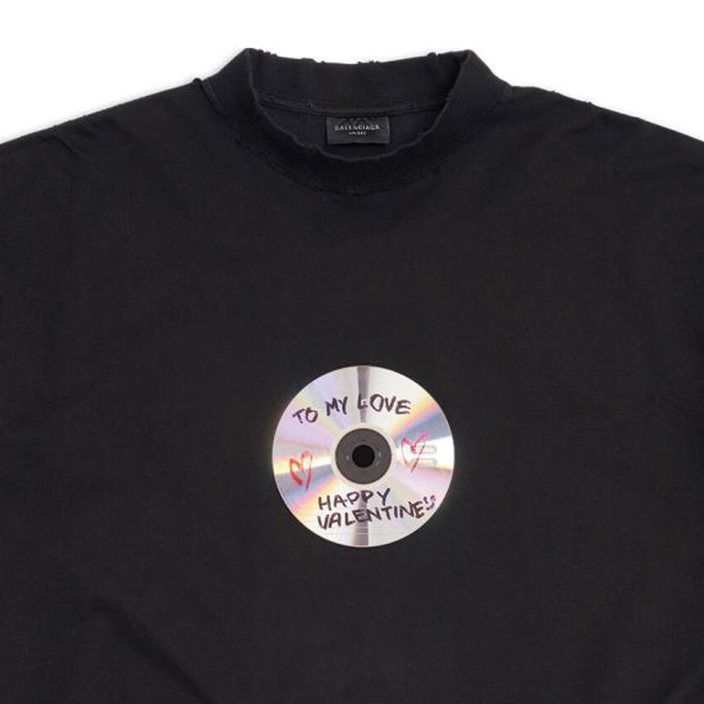 Balenciaga Letter Disc Print T-Shirt Black — фото 2