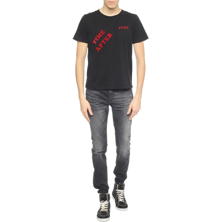 Saint Laurent Logo Embroidered T-Shirt Black — фото 1