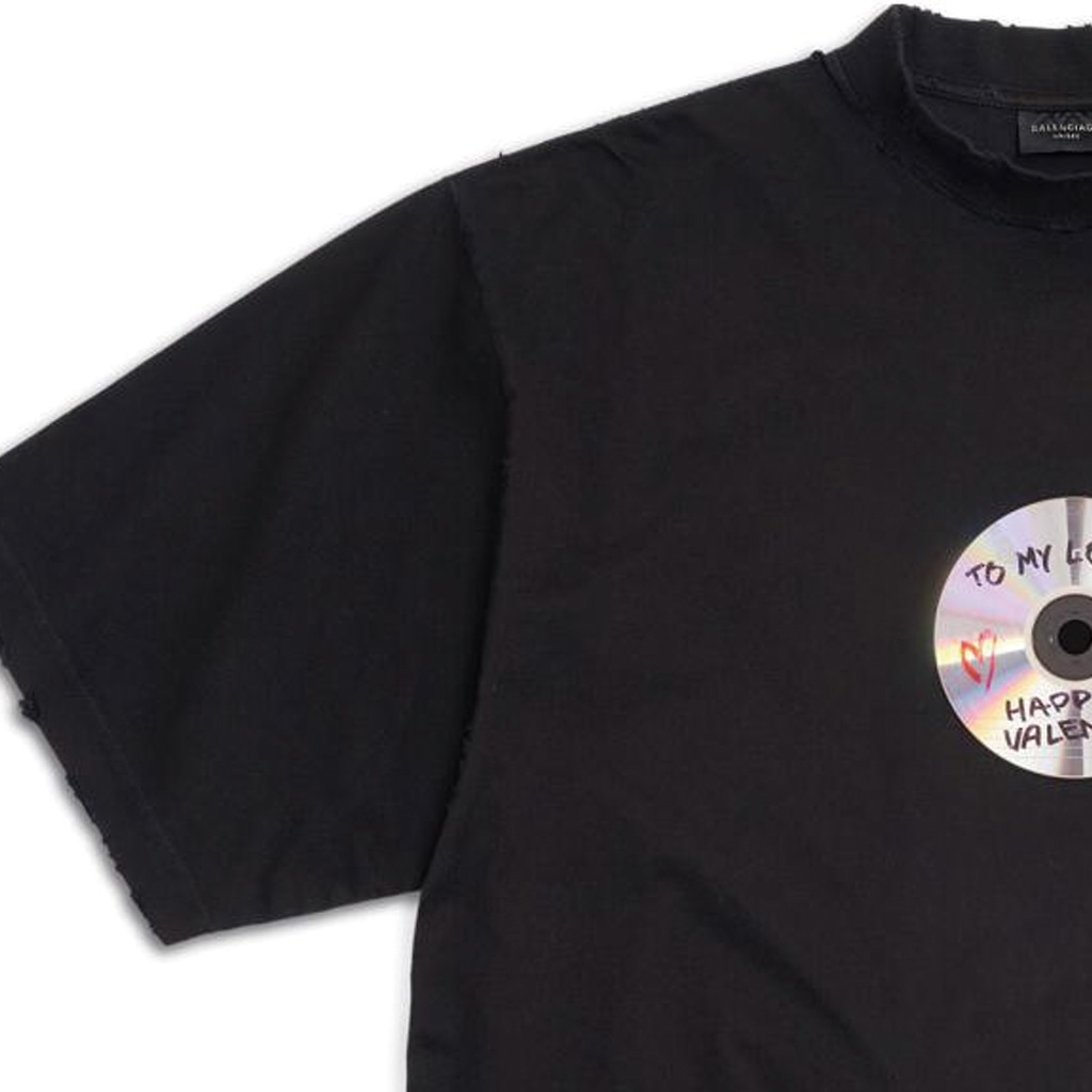 Balenciaga Letter Disc Print T-Shirt Black — фото 3