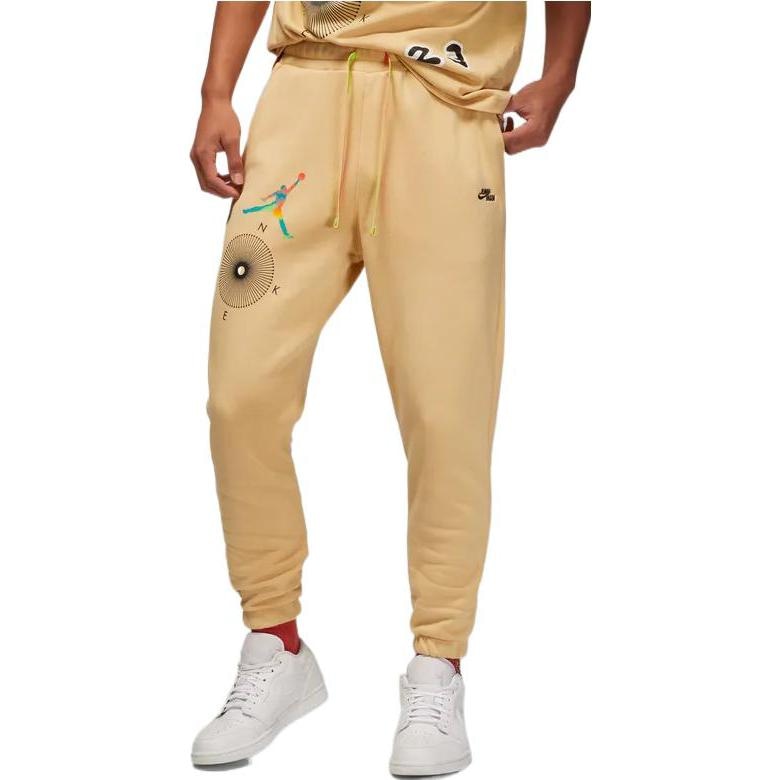 Jordan Logo Print Drawstring Joggers Brown — фото 3