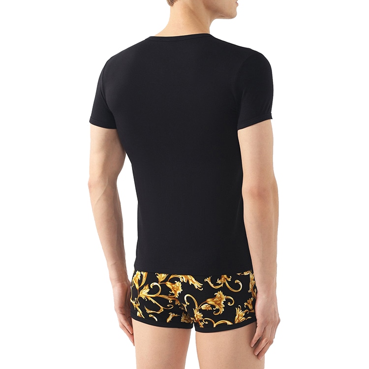 Versace V-Neck Logo T-Shirt Black — фото 5