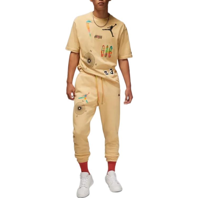 Jordan Logo Print Drawstring Joggers Brown — фото 2