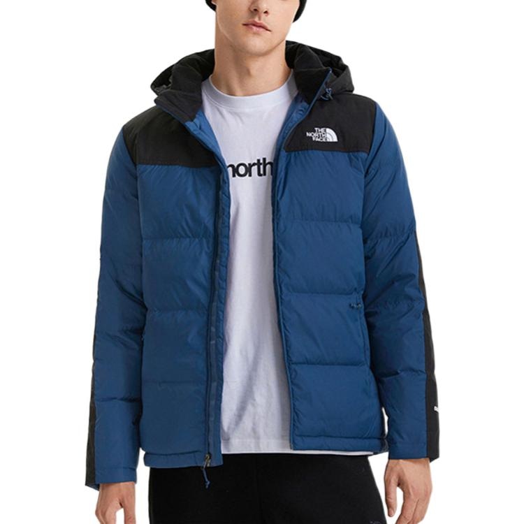 The North Face FW22 Logo Print Colorblock Down Jacket — фото 1