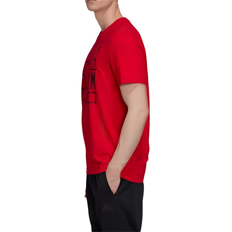 Adidas neo Casual Breathable Letter T-Shirt Red — фото 4