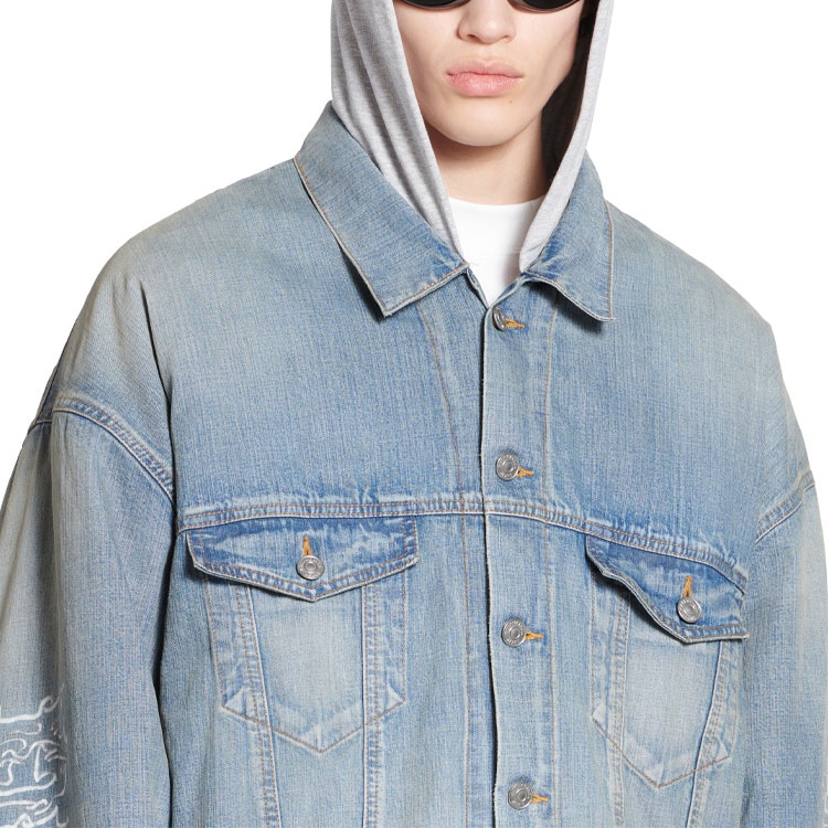 Balenciaga SS24 Letter Print Denim Hoodie — фото 5