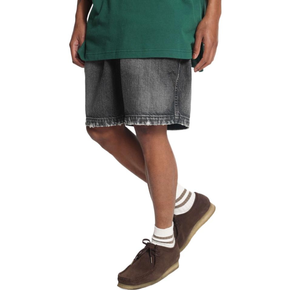 Madness Button Front Straight Denim Shorts Gray — фото 4