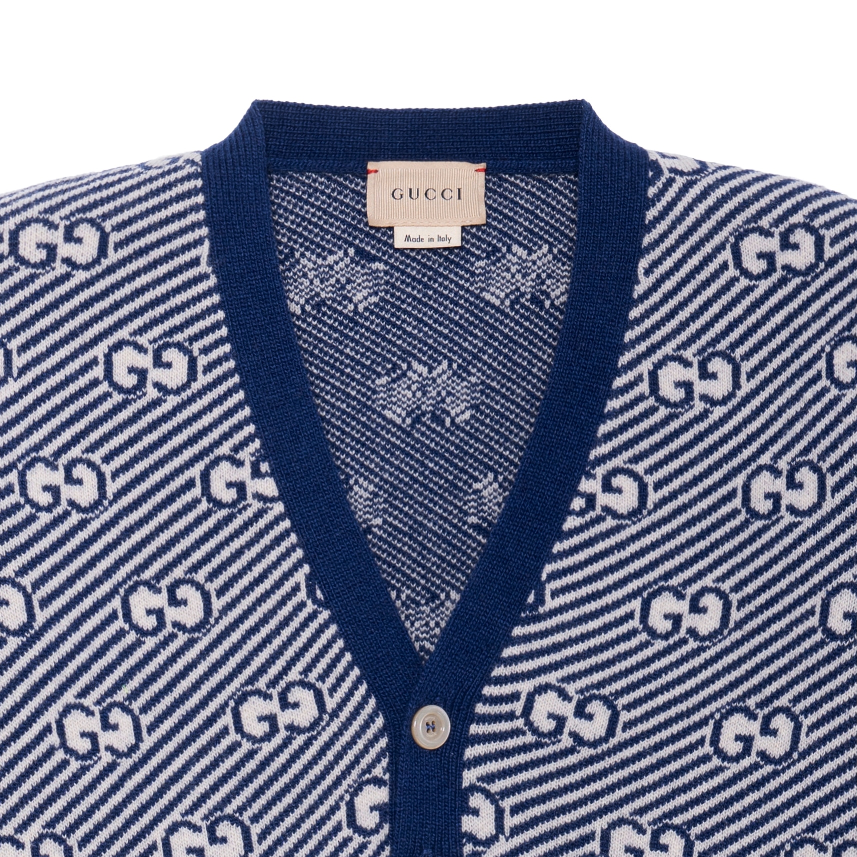 Gucci FW21 Letter Jacquard V-Neck Wool Cardigan — фото 4