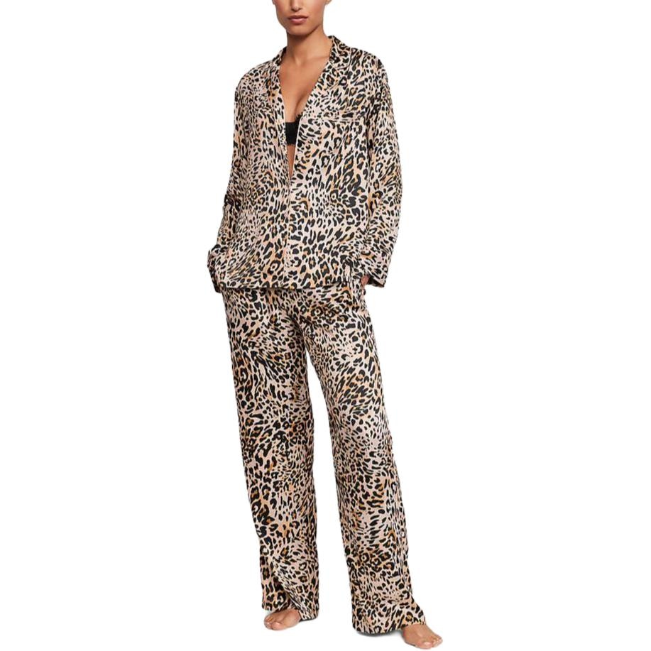 Victoria'S Secret Satin Long Pajama Set Leopard — фото 2