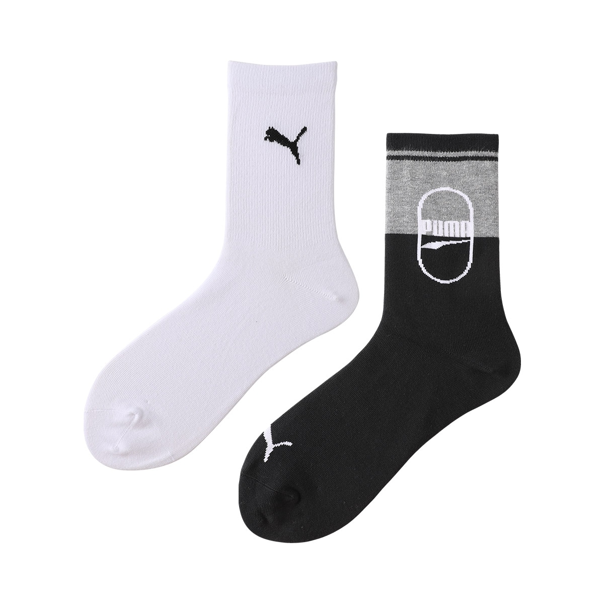 Puma Classic Crew Socks 2-Pack Black White — фото 1
