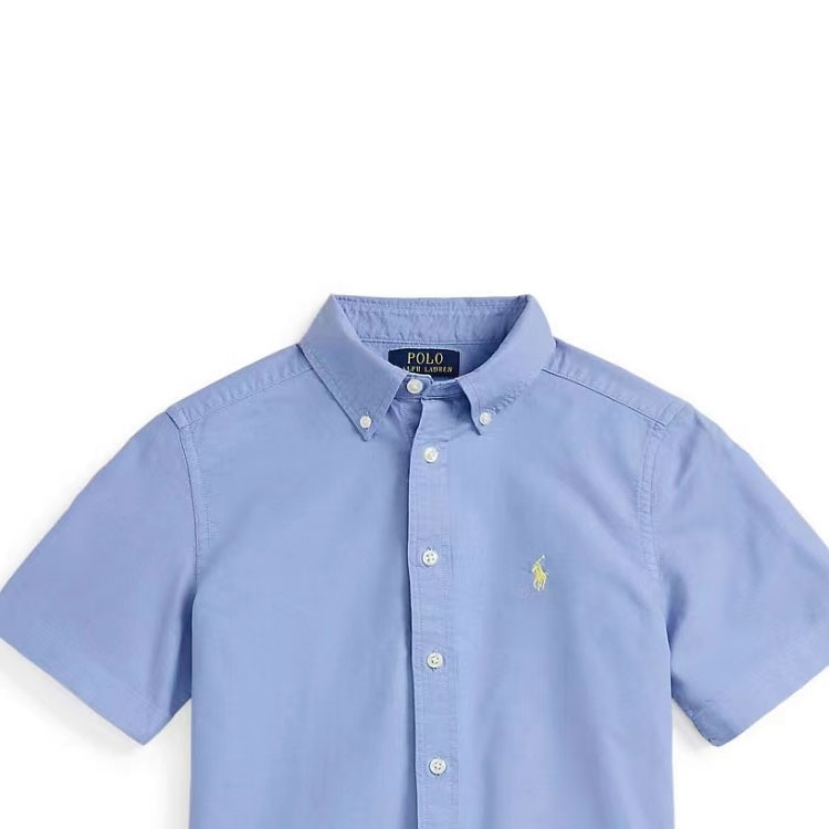 Ralph Lauren Polo Ralph Lauren SS24 Solid Logo Embroidered Shirt Blue Kids — фото 1