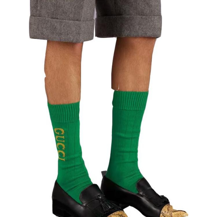 Gucci SS23 Logo Jacquard High Socks Green — фото 2