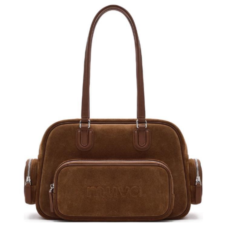 Muva Large Leather Tote Olive/Maple Brown — фото 4