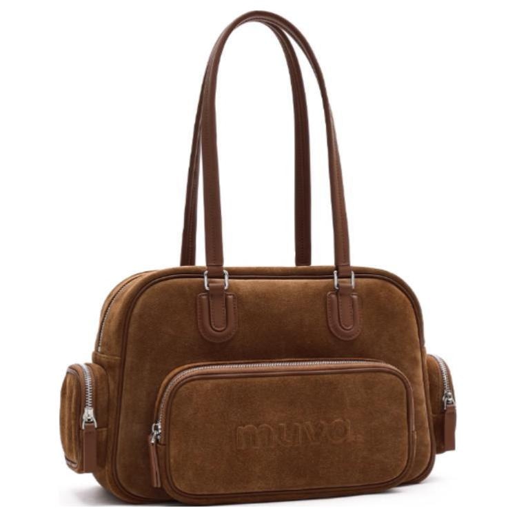 Muva Large Leather Tote Olive/Maple Brown — фото 6