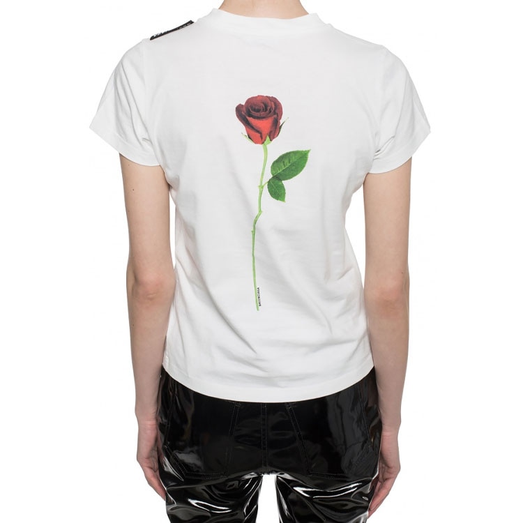 Balenciaga Rose Short Sleeve T-Shirt White — фото 3