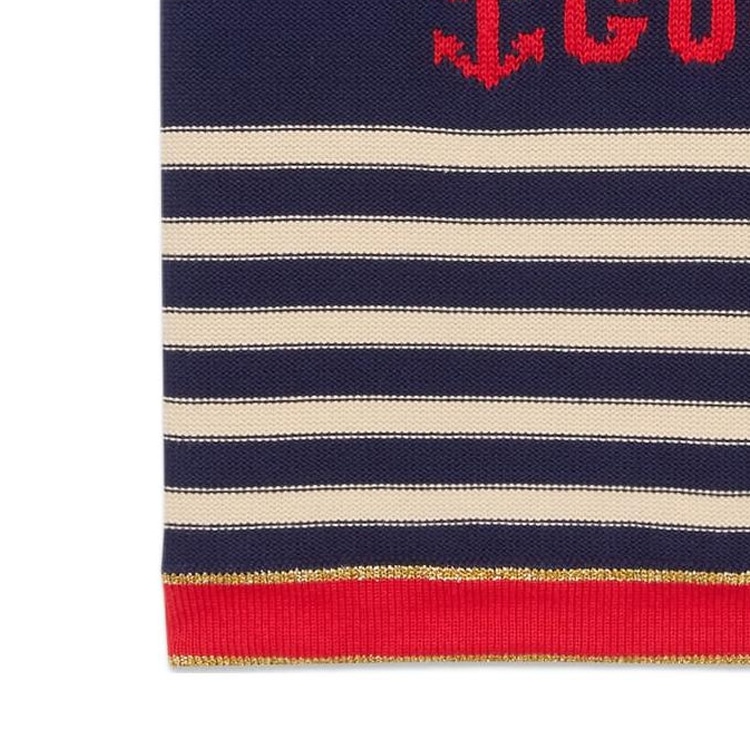 Gucci Striped Logo Sleeveless Top Navy — фото 6