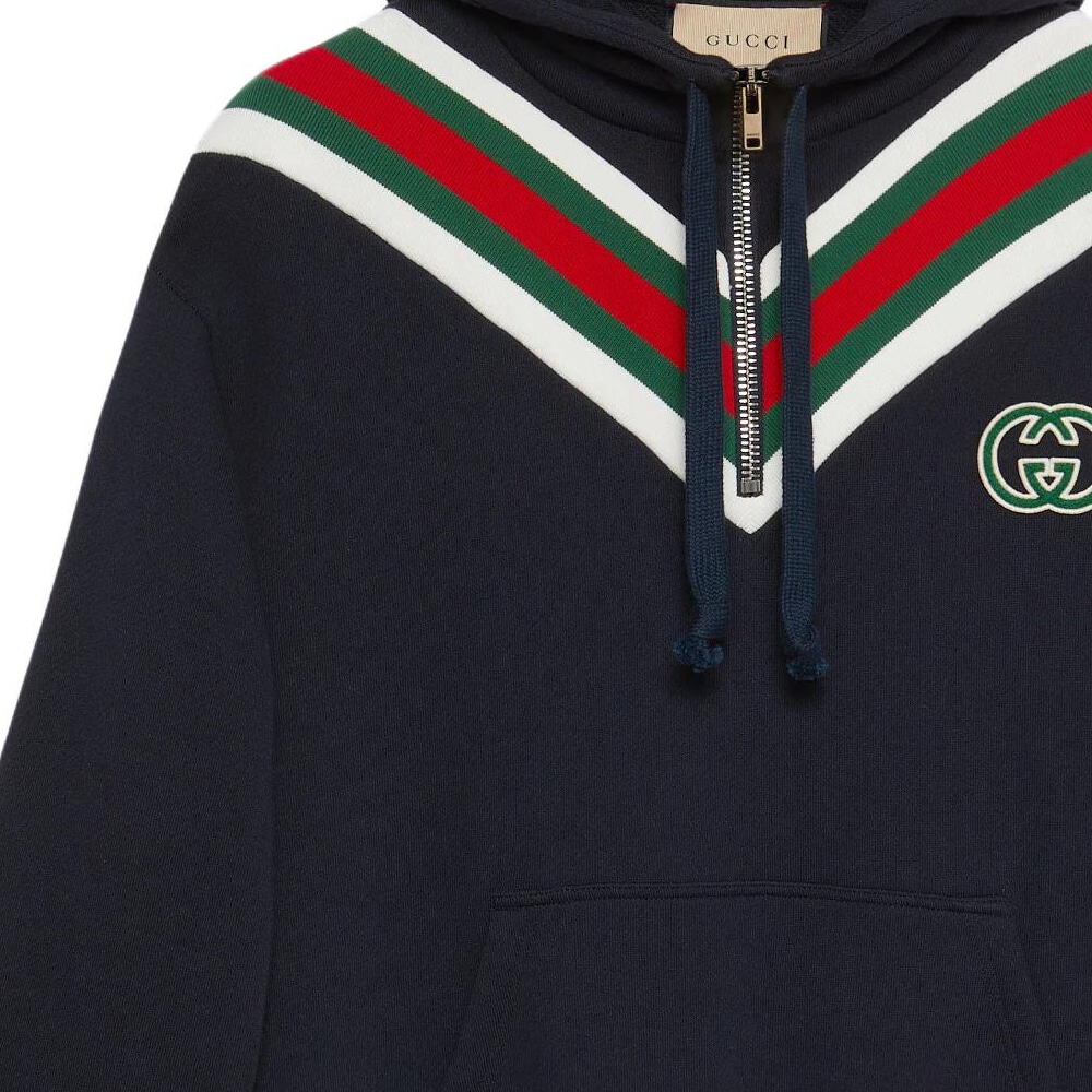 Gucci SS23 Striped Logo Hoodie Navy — фото 10