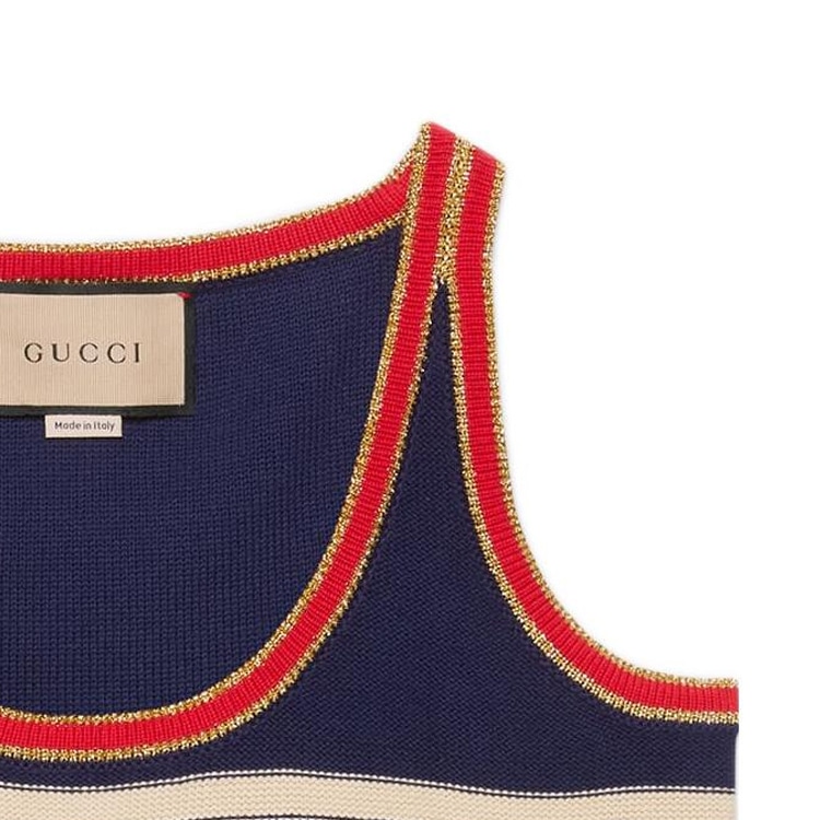 Gucci Striped Logo Sleeveless Top Navy — фото 3