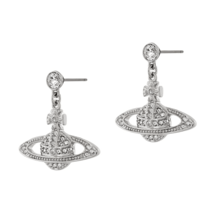 Vivienne Westwood Logo Crystal Earrings Platinum