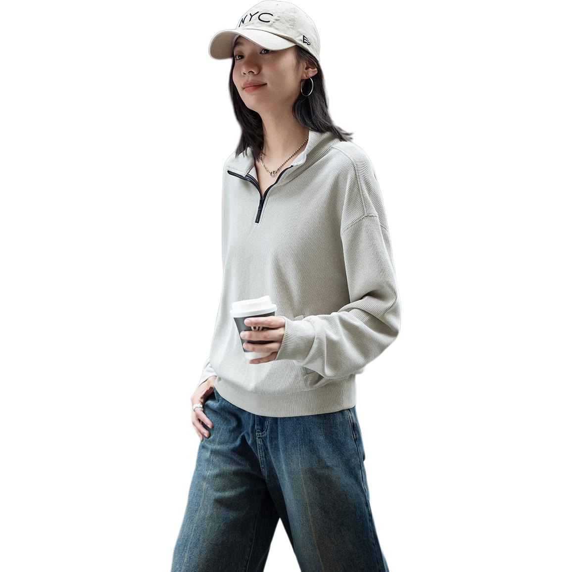 Dme 【dme】 套头纯色立领卫衣 女款 浅豆绿色 — фото 1