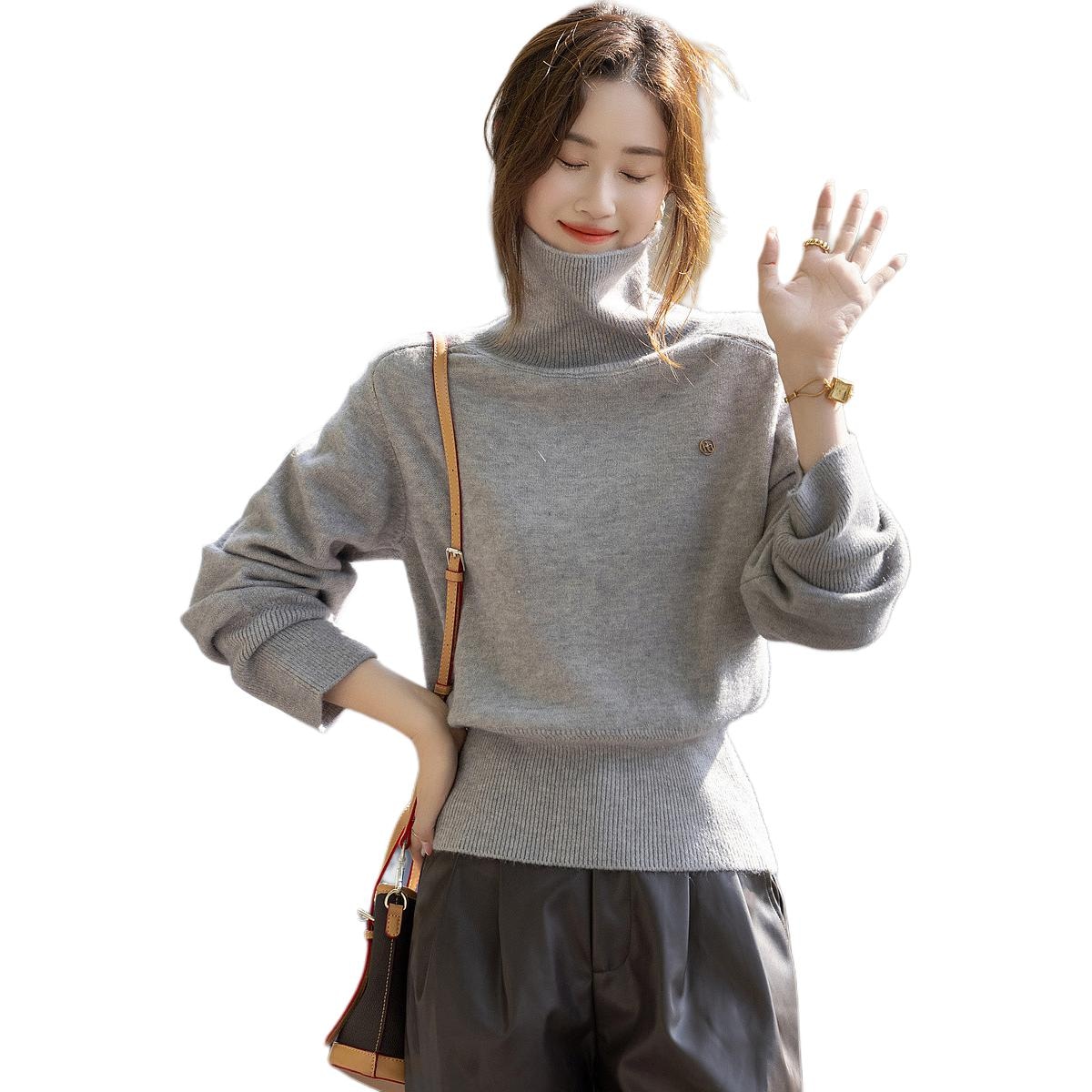Dme 【dme】 纯色高领套头休闲长袖针织衫 女款 — фото 7