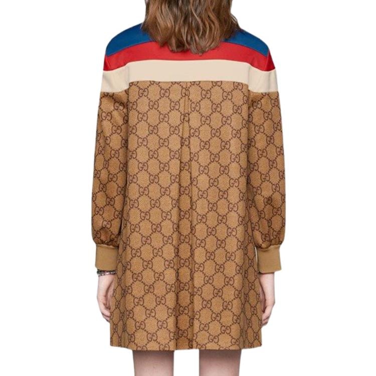 Gucci SS22 Embroidered Logo Dress Brown — фото 6
