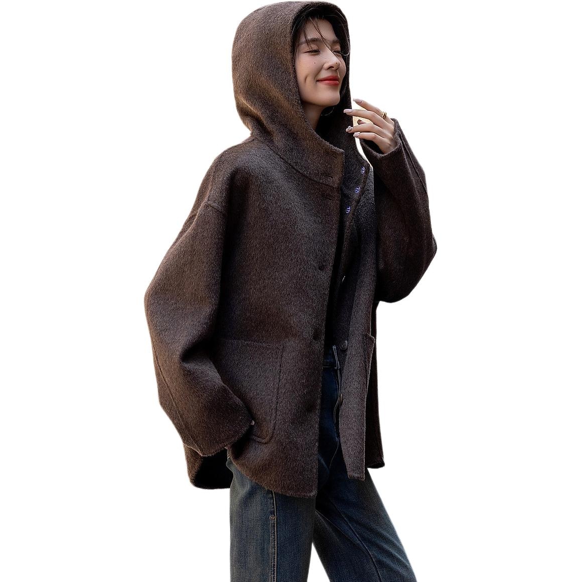 Dme 【dme】 纯色连帽厚款单排扣长袖大衣 女款 — фото 9