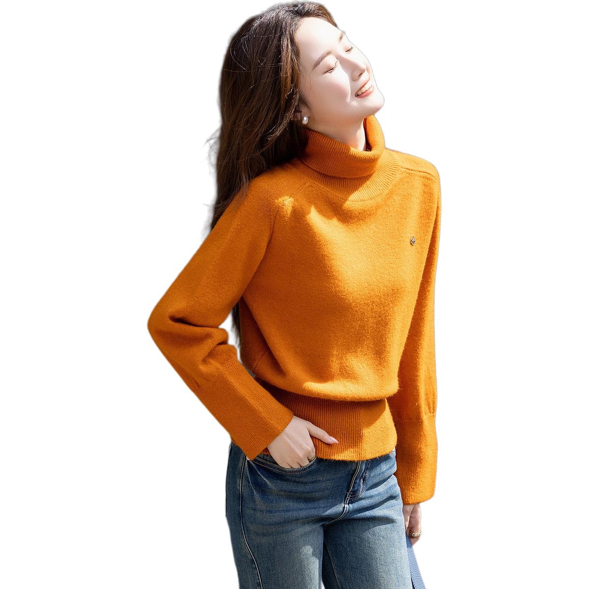 Dme 【dme】 纯色高领套头休闲长袖针织衫 女款 — фото 5