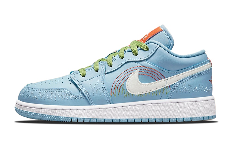 Jordan Air Jordan 1 Low Blue Stitch GS — фото 7