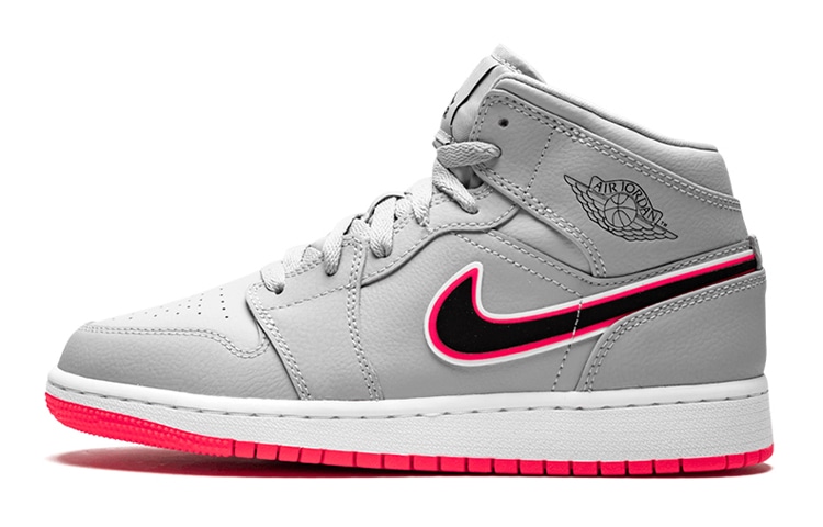 Jordan Air Jordan 1 Mid Wolf Grey Racer Pink Black GS — фото 6