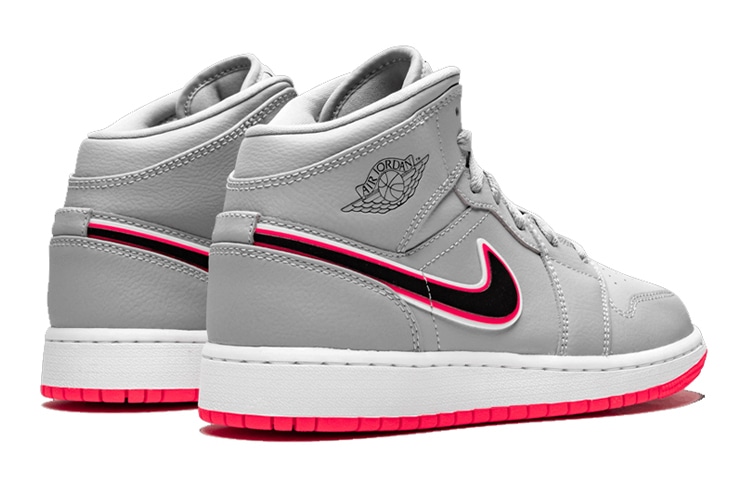 Jordan Air Jordan 1 Mid Wolf Grey Racer Pink Black GS — фото 9