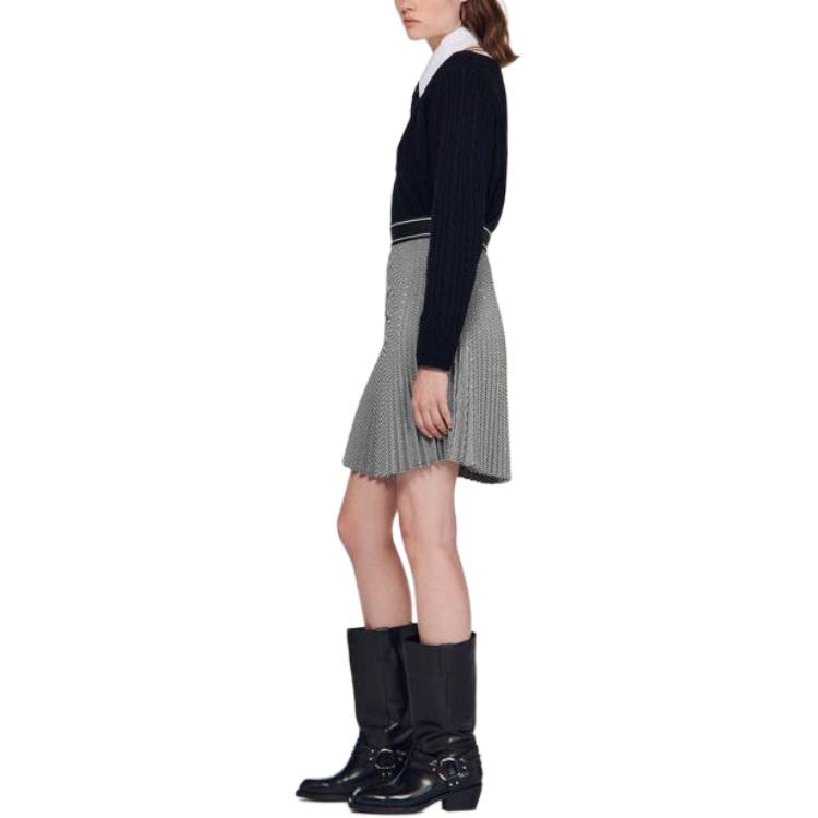 Sandro Short Pleated Skirt With Rhinestones — фото 4