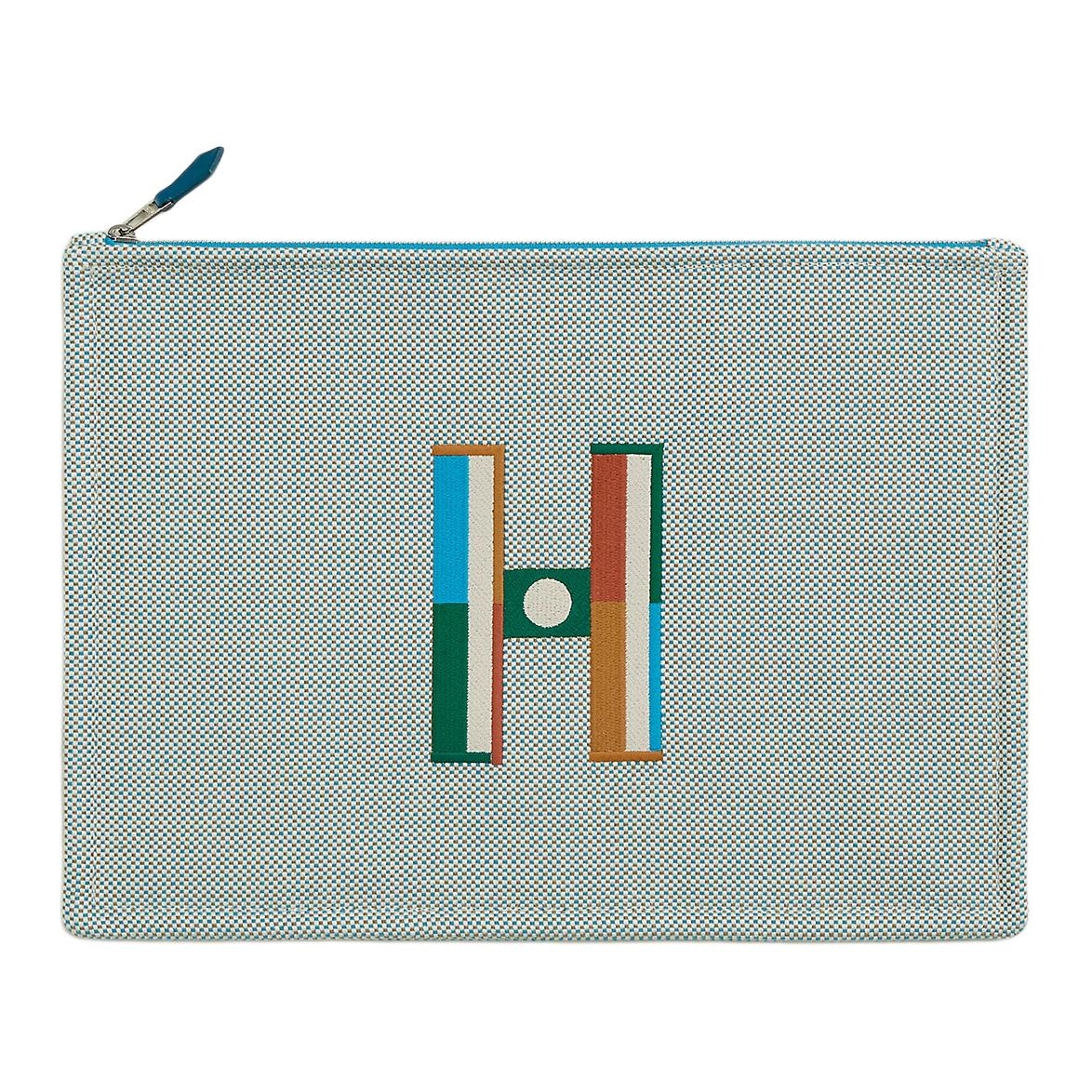 Сумки HERMES/爱马仕 Hermes Faubourg Corner Cotton Pouch Large Blue Gray