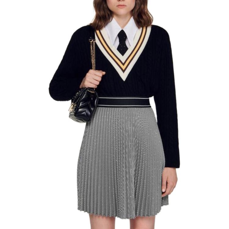 Sandro Short Pleated Skirt With Rhinestones — фото 1