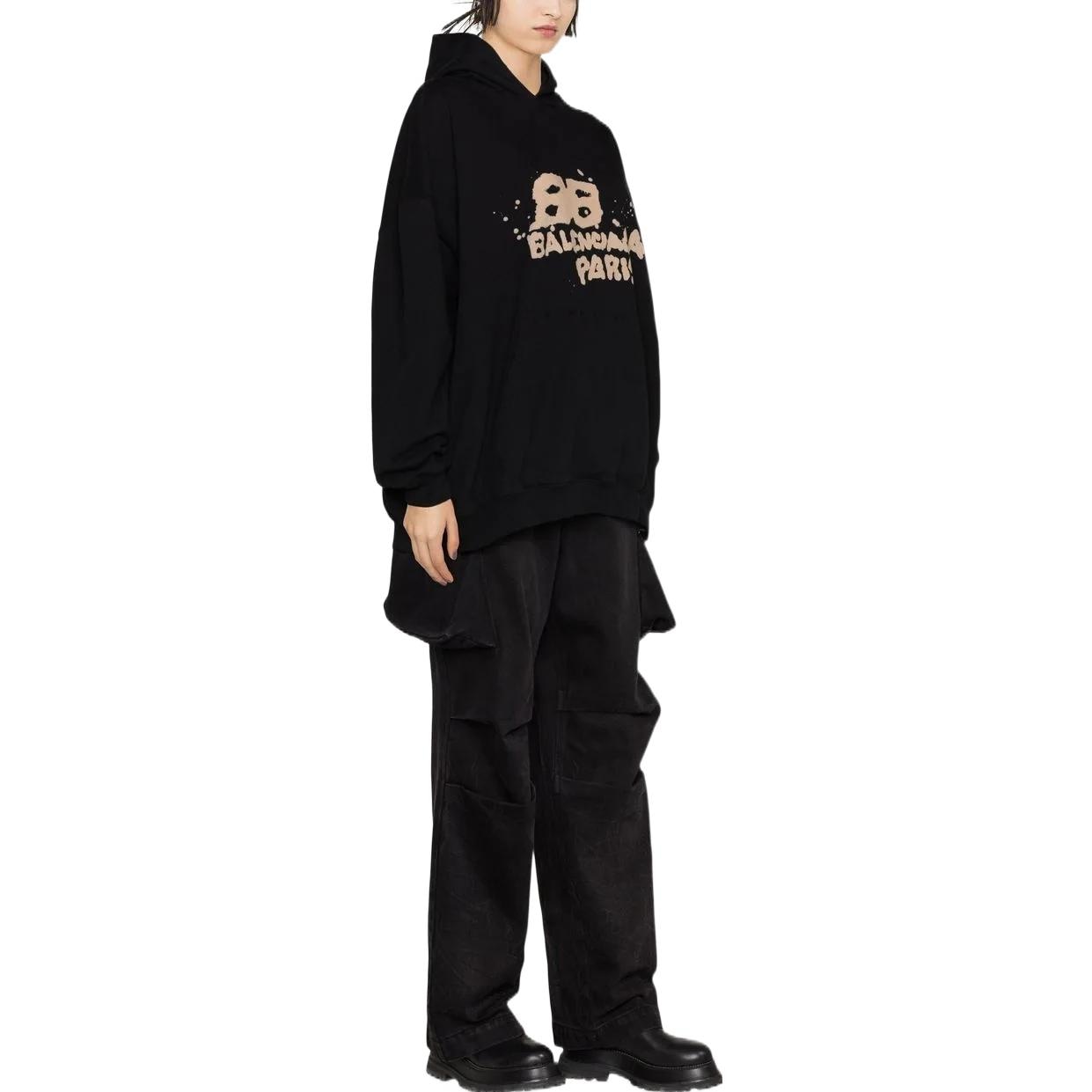 Balenciaga Logo Print Hoodie Black — фото 4