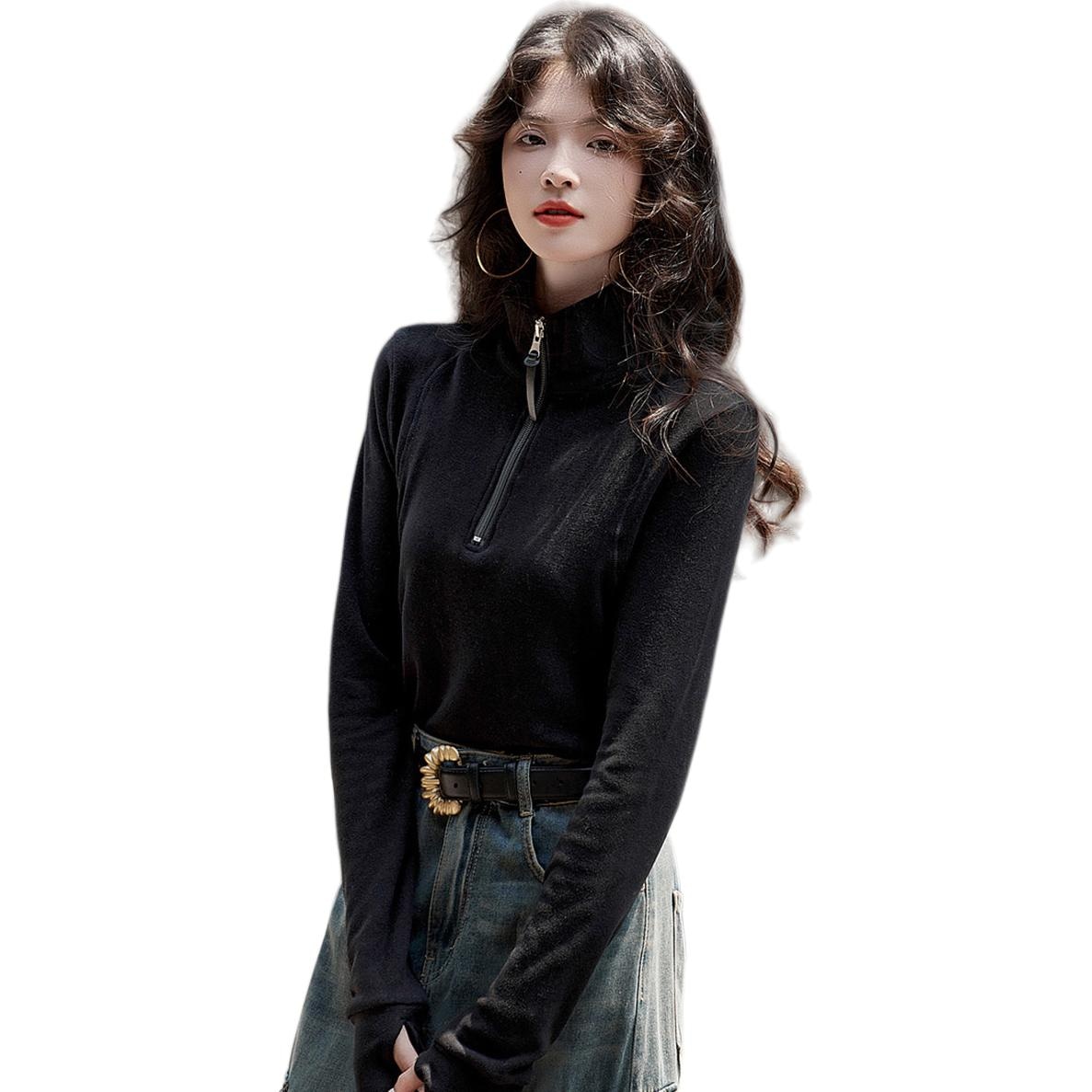 Dme 【dme】 纯色立领休闲长袖领卫衣 女款 — фото 2