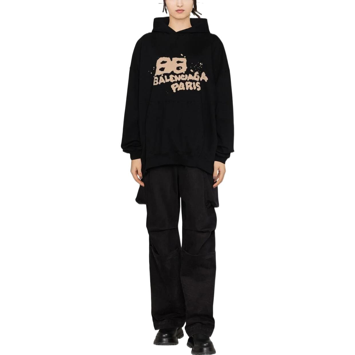 Balenciaga Logo Print Hoodie Black — фото 3