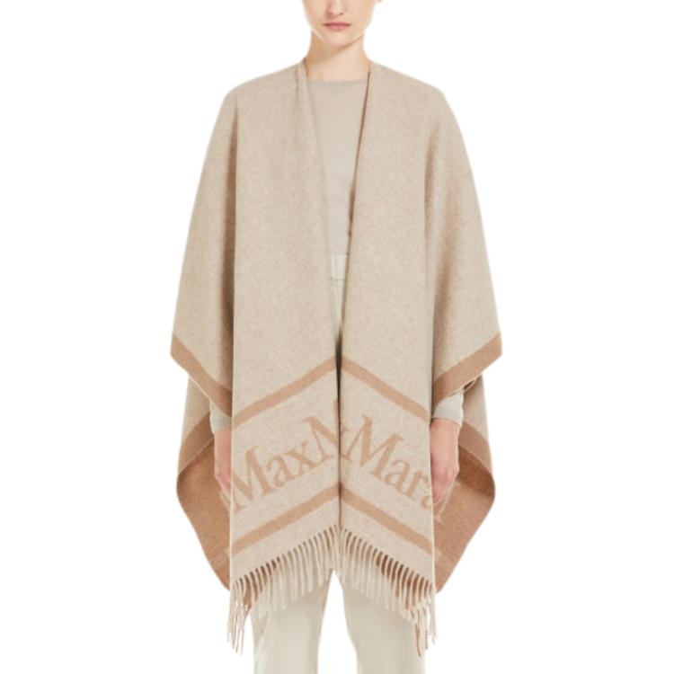 MaxMara Hilde Poncho In Lana Con Logo Jacquard — фото 2