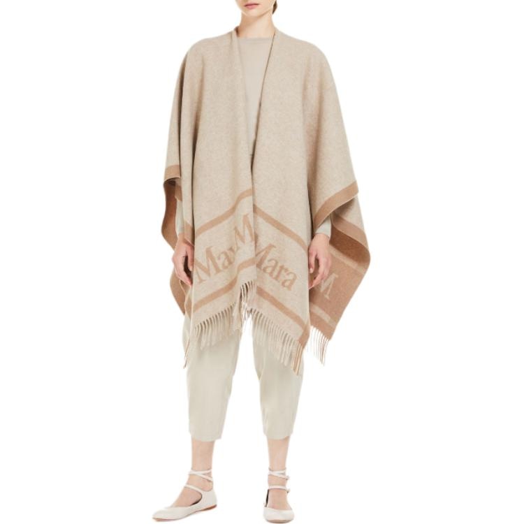 MaxMara Hilde Poncho In Lana Con Logo Jacquard — фото 1