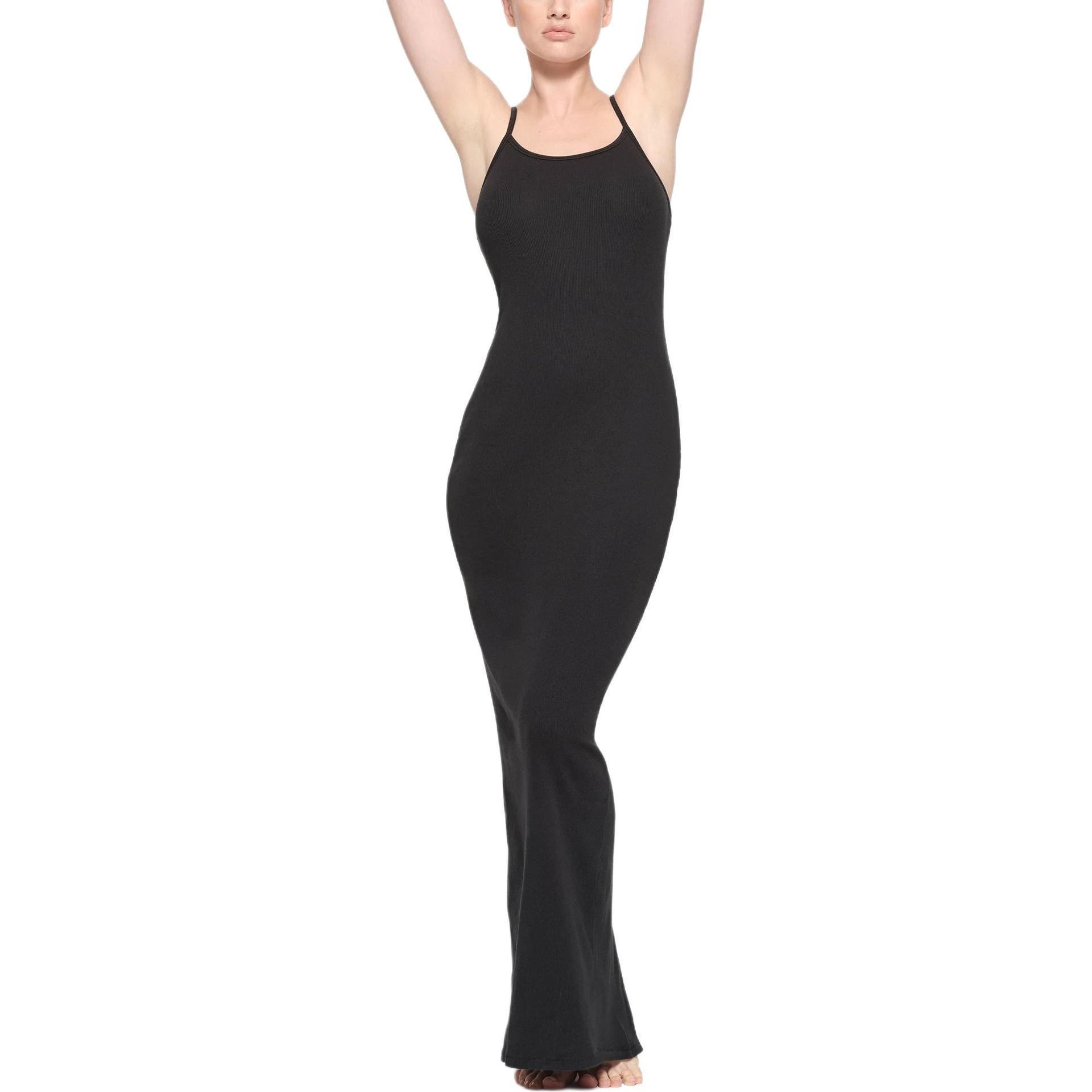 Skims Cotton Rib Long Cami Dress Soot — фото 2